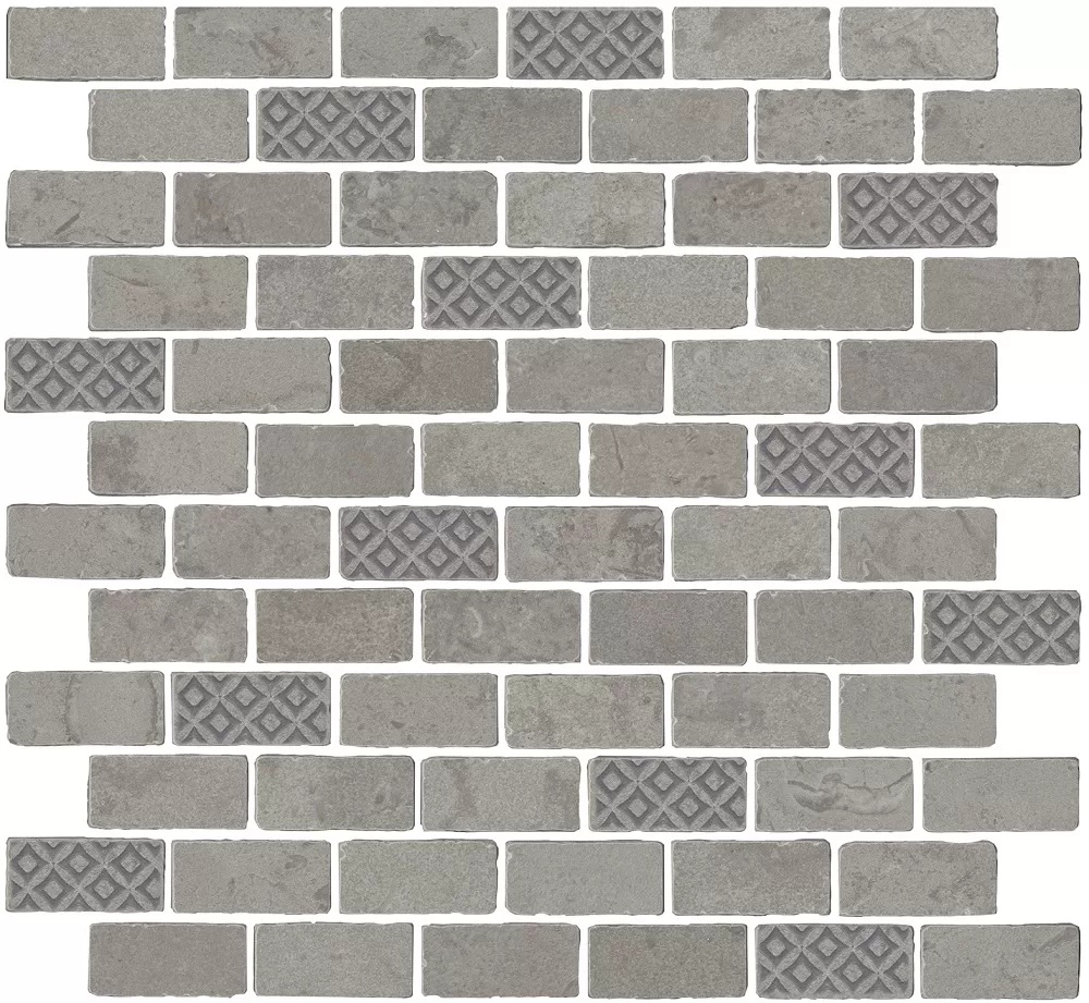 KERAMA MARAZZI Декор Про Лаймстоун Антика 3 мозаичный серый матовый 32х30х0,9