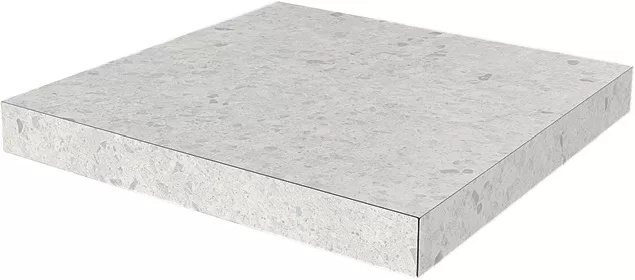 KERAMA MARAZZI Ступень угловая клееная Терраццо серый светлый  33x33x0,9