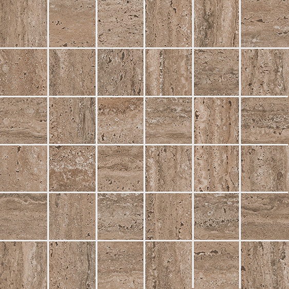 KERAMA MARAZZI Декор Про Травертин мозаичный коричневый светлый матовый обрезной 30x30x0,9
