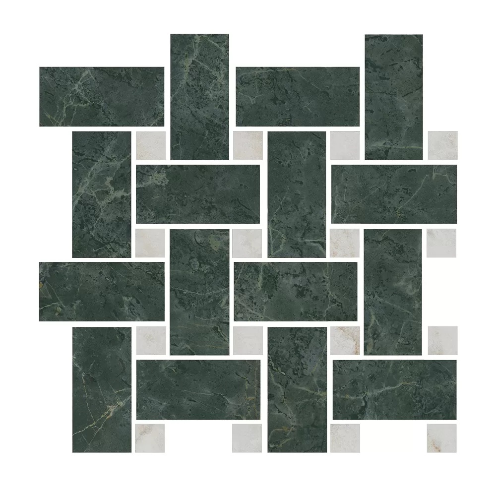 KERAMA MARAZZI Декор Серенада мозаичный зелёный лаппатированный 32x32x0,9