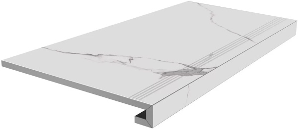 KERAMA MARAZZI Ступень клееная Монте Тиберио белый лаппатированный 33x80x0,9