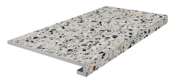 KERAMA MARAZZI Ступень фронтальная клееная Бричиола белый матовый обрезной 33x60x0,9