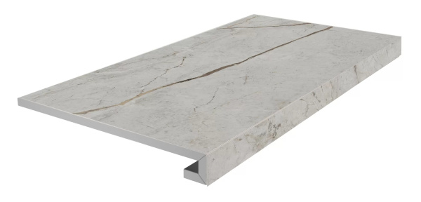 KERAMA MARAZZI Ступень фронтальная клееная Ифран серый светлый матовый обрезной 33x60x0,9