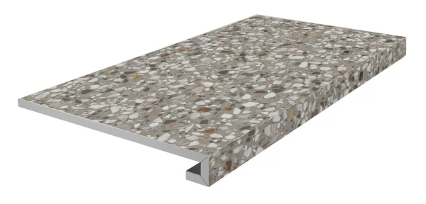 KERAMA MARAZZI Ступень фронтальная клееная Бричиола серый матовый обрезной 33x60x0,9