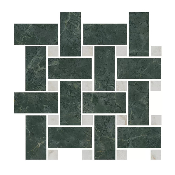 KERAMA MARAZZI Декор Серенада мозаичный зелёный лаппатированный 32x32x0,9