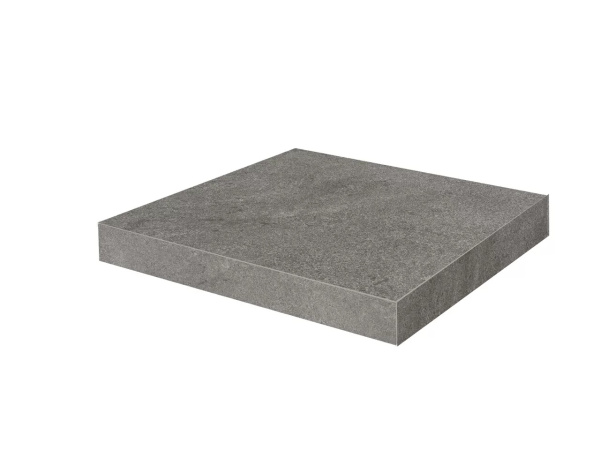 KERAMA MARAZZI Ступень угловая клееная Портленд серый тёмный матовый обрезной 33x33x0,9